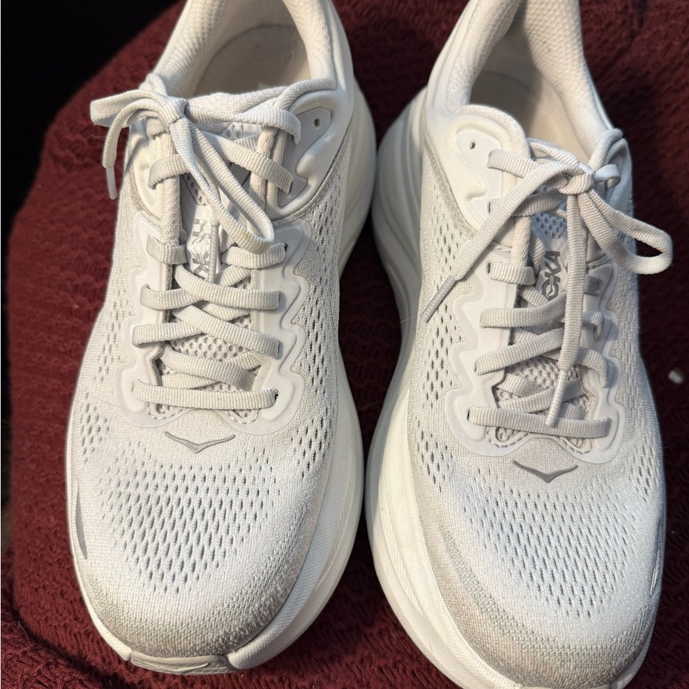 Hoka Bondi Women's  Athletic Shoes, White/Grey, Size 10